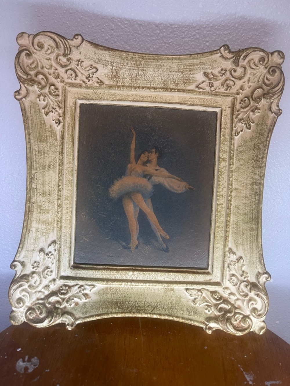 Vintage Distressed Gold Frame w/ Ballerina